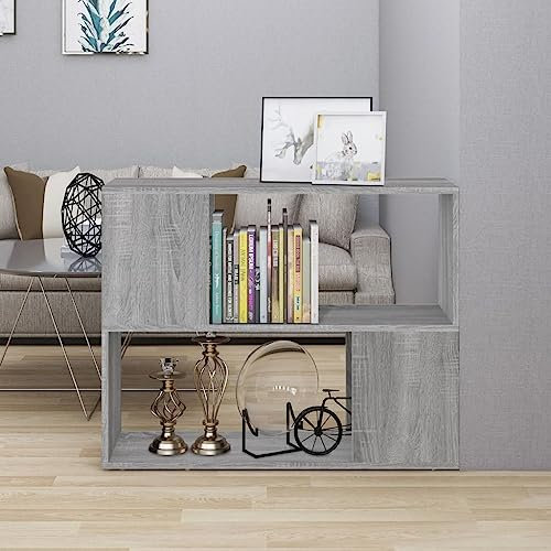 Homgoday Arredo Libreria/Divisorio Grigio Sonoma 80x24x63 cm,Arredo Mobile Porta TV Mobiletto Basso per TV per Tavolino da Salotto Industriale Supporto TV Soggiorno