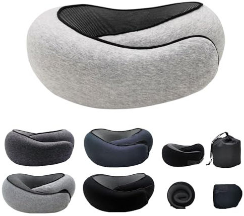 MEIION FlyHugz Travel Pillow Coussin de Voyage Ergonomique Cervical en Mousse à Mémoire, Design Ajustable avec Housse Lavable, Confort Optimal pour Cou Idéal pour Voyages et Siestes Relaxantes