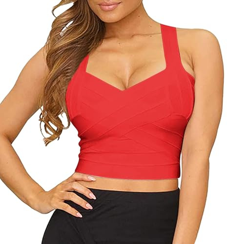 Crop Top Femme Sexy- Camisole TricotéS Col en V sans Manche Bretelles Larges Caraco Chic Et éLéGant Couleur Unie Casual Coupe Ajustée Extensibles Tank Top Pas Cher Classics Moulants Debardeur