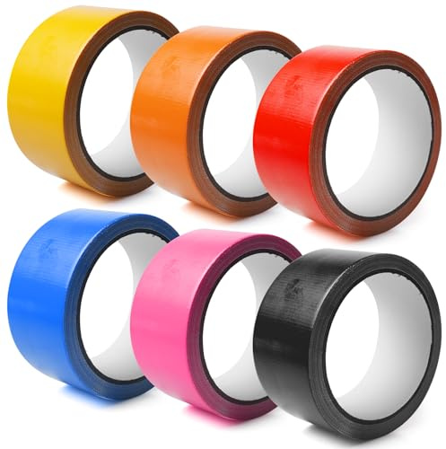 6 Rollen Klebeband Panzertape, 5cm x 10m Gewebeband Bunt, Gewebeklebeband, Duct Tape, Gaffer Tape, Klebeband Bunt für Reparaturen, Industrielle, Heimwerker, Handwerk, Markieren, Abdichten (6 Farbes)