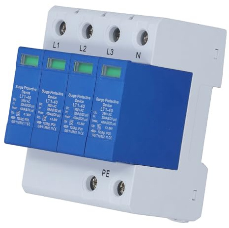 Keenso High Security AC Protector 4P 40 KA 35-mm Dispositif D'installation de Rail avec Un Débordement et Une Protection Contre la Surtension pour Un Usage Domestique