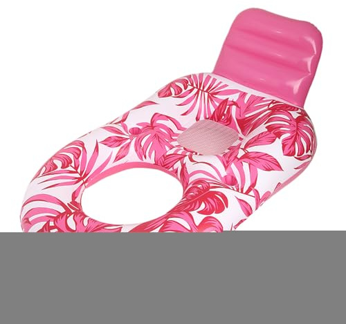 Tumbona para piscina, isla hinchable para adultos, con soporte para bebidas y diseño de hoja de arce para el mar, al aire libre, tomar el sol, vacaciones