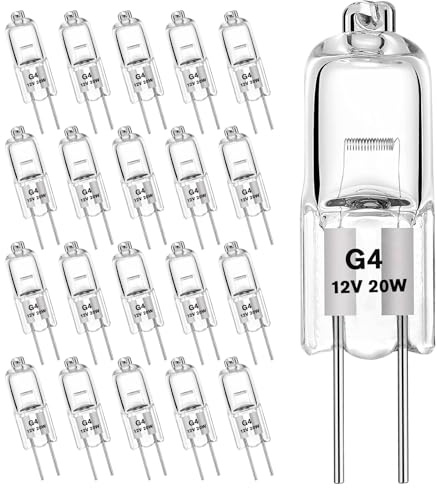 Carehabi 20 Stück G4 Halogenlampe 12V 20W, Dimmbar Stiftsockellampe Warmweiß 2800K, G4 Ersatzbirne für Duftlampe, Kronleuchter