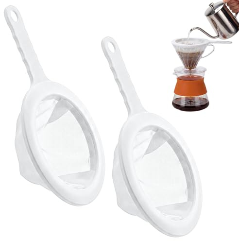HJZHII 2 Pcs Fine Nylon Mesh Strainer, 200+400 Mesh Ultra Mesh Sieve Mini Kitchen Colander Food Yogurt Mesh Sieve for Filtering Yogurt Juice Milk Honey Coffee Flour