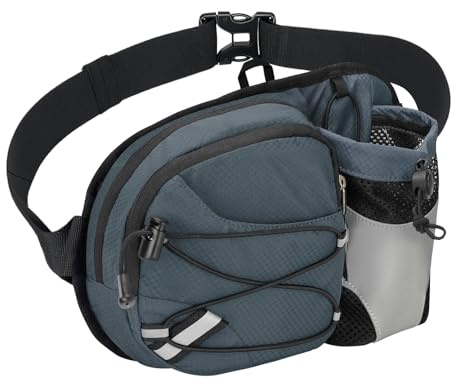 Dosurer Gürteltasche mit Flaschenhalter Bauchtasche Trinkgürtel Gurt Verstellt Hüfttasche für Running Wandern Reise Camping Hundetraining für Damen und Herren