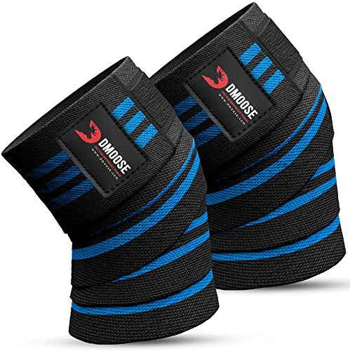 DMoose kniebandage kraftsport - 198CM Länge Heavy Duty Kniebandage Bodybuilding - Lang Elastisch Knee Wraps Mit Klettverschluss, Kreuzheben Bodybuilding Gewichtheben Kraftsport Powerlifting