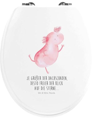 Mr. & Mrs. Panda Motiv WC Sitz Axolotl Tanzen - Geschenk, Toilettendeckel, Sterne, Toilette, Hüpfen, Freundin, WC-Sitz, Klobrille, Klodeckel, Molch
