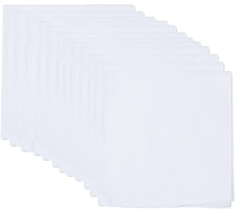 RJMBMUP 12 Pcs White Bandana for Tie Dye Party Supplies Plain Solid Cotton Large Headband Head Wrap Handkerchiefs