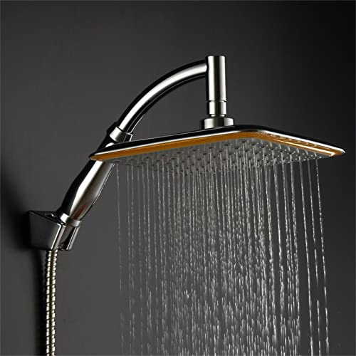 Tyenaza Cabezal De Ducha, 9inch Cabezal De Ducha De Lluvia De Alta Presión con Brazo De Extensión Ajustable, Soporte De Cabezal De Ducha con Rociador De Ducha De Lluvia Potente(A)
