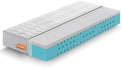 Marcapiuma Einzelmatratze Essential Latex Gel 100x200 h 21 cm Härtegrad H3 Mittel/Fest Orthopädische Kaltschaummatratze 9 Zonen Komfort Abziehbar Bezug Öko-Tex gegen Milbe Atmungsaktiv Made in Italy