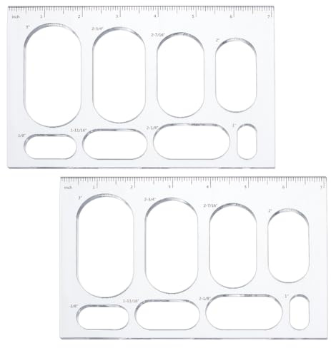 PH PandaHall 2 st router jiggmall routerschabloner akrylmallar ritning skala linjal oval geometri ritverktyg mätverktyg för skola kontor hemtillbehör träbearbetning, 7 x 12 cm