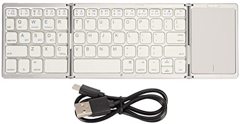 Jectse Tastiera Pieghevole, Tastiera Bluetooth Full Size Tastiera Pieghevole Ultra Sottile con Touchpad Sensibile, Tastiera Wireless Portatile per Smartphone Tablet Portatile (Bianco