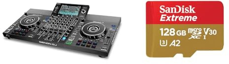 Denon DJ SC LIVE 4 - Standalone DJ Controller, 4-Channel Mixer, Amazon Music Unlimited Streaming & Virtual DJ Compatible & SanDisk 128GB Extreme microSDXC card + SD adapter + RescuePRO Deluxe