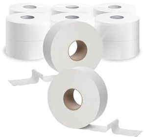 2 Ply Mini Jumbo Toilet Rolls Soft White Tissue for Home, Shops, Factory, Garage Toilet Rolls (12 Rolls)