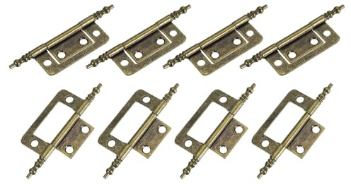 sourcing map Bisagras sin mortaja, 8 bisagras de hierro para puerta de gabinete, herrajes y muebles (bronce, 8,7 x 1,9 cm)