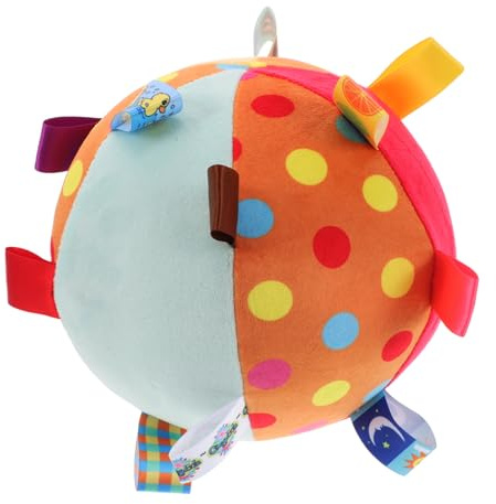 FRCOLOR Balle de Préhension Jouet Sensoriel en Peluche Douce avec Clochette Apaisante en Tissu Solide pour Bébé, pour Lit de Bébé et Développement des Garçon et Filles