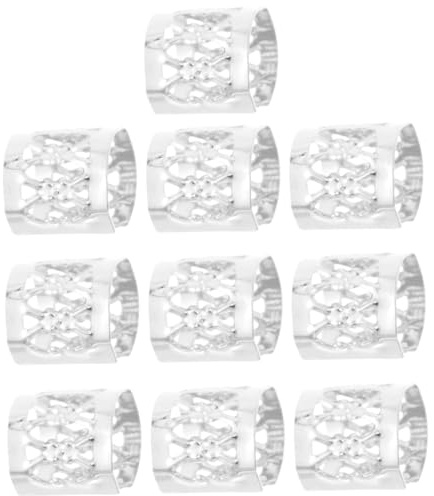 ARTSEWPLY Dreadlocks Hair Cuffs and Braid Jewelry Rings 300pcs Silver Hollow Hair Braiding Accessories for Braids