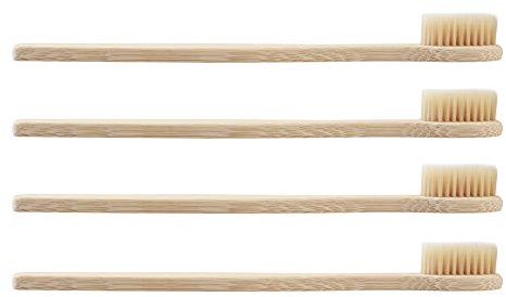 Sonew Bambu Tandborstar Mjuka för Känsliga Tänder och Tandkött Hållbart Bambuhandtag 8-pack Beige (2)