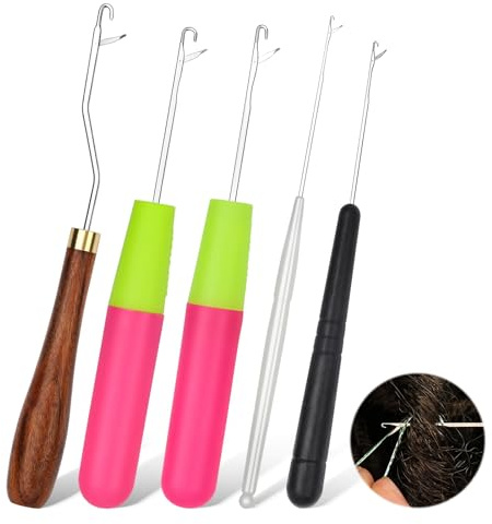 MASPHY Latch Hook Kit, 5 Stück Häkelnadel Set, Haarverlängerung Nadel | Teppich Knüpfen, Haarverlängerung Nadel für Teppichherstellung Haarverlängerung Und Für Bastelprojekte