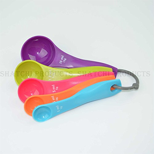 Measuring Spoon Set, 5 Spoons for Measuring Food, Durable, Stain Resistant and Dishwasher Safe Plastic, Kitchen Utensils Baking Set