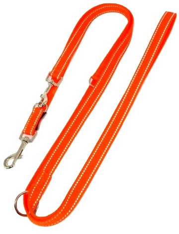 elropet Hundeleine Doppelleine Gurtband reflektierend 20mm 5,00m orange 5fach verstellbar für mittlere und große Hunde