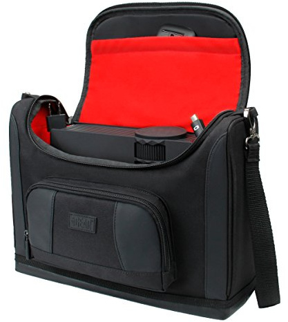 USA GEAR Mini Projector Case S7 Pro Portable Shoulder Bag Carrying Case with Accessory Storage - Compatible with Small LED Projectors from Vankyo, DR. J, Apeman, Topvision, DBPOWER, GooDee - Red