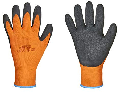 ATS 12 Paar Arbeitshandschuhe Winter Thermo Winterhandschuhe Handschuhe Warm besichtete Sicherheitshandschuhe orange