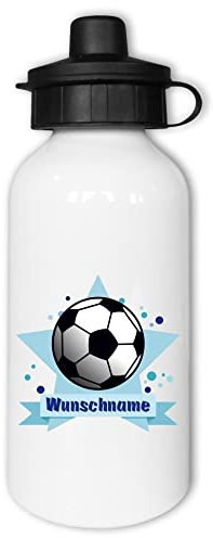 Samunshi® Kinder-Trinkflasche mit Fussball und Namen als Motiv für Schule Sport Freizeit personalisierbar Fussball