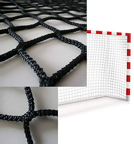 Sedion 1 Paar Handball- und Futsal-Netze, Blau, Grün, Rot oder Schwarz, 3 x 2 m, aus Polypropylen, 3 mm, professionelle Qualität (schwarz)