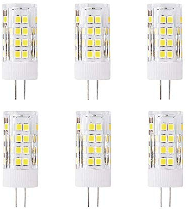 HUAMu 6-Pack G4 AC/DC 12V LED Light Bulb, 5 Watt, 500 Lumen, Cool White 6000K, 360° Beam Angle, 50W Equivalent, G4 Halogen/Xenon/Incandescent Replacement Bulb, Not-Dimmable|UK-Stock