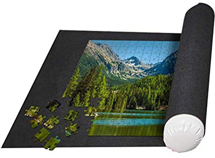 Flybloom Puzzles Mat Felt Mat Puzzles Blanket Puzzle Accessories Portable Travel Crawling Mat Baby Toys(Black Blanket Only)