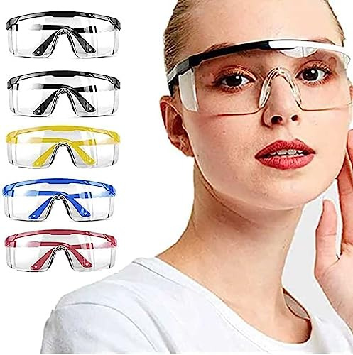 5 PACK Safety Glasses Goggles, Men Women Anti-fog Wide Vision Safety Goggles Eye Protection, Z87 UV 400 Blocking Eyewear Adjustable Temples Eye Shied for Lab,Yard work, Gardening, Lawn mowing