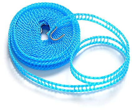 Blau Wäscheleinen 5m Winddichte Wäscheleine Camping Outdoor, Tragbare Nylon Doppel Wäscheleine Reise für Kleiderbügel