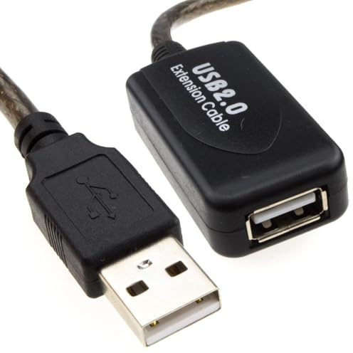kenable USB 2.0 Active Repeater Extension Cable A Male to A Female Lead with Signal Booster 5m Black