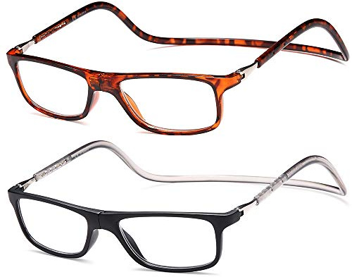 NEW VISION Lesebrille mit Magnetverschluss 2 pack, Lesebrillen, Bequem Magnetverschluss Vorne, Reading Glasses NV2904, Lesebrille Herren 2,5 (Mn, 2.5, x)