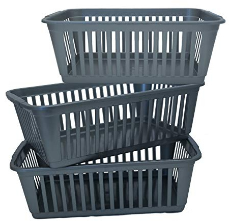Plastic Handy Basket Storage Basket Great for Bathrooms,Bedroom and Kitchen-25cm-(silver) (3)
