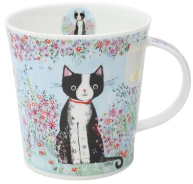 LO-BELA-XX Bella - Taza de porcelana de hueso fino de gato blanco y negro (0,32 L)