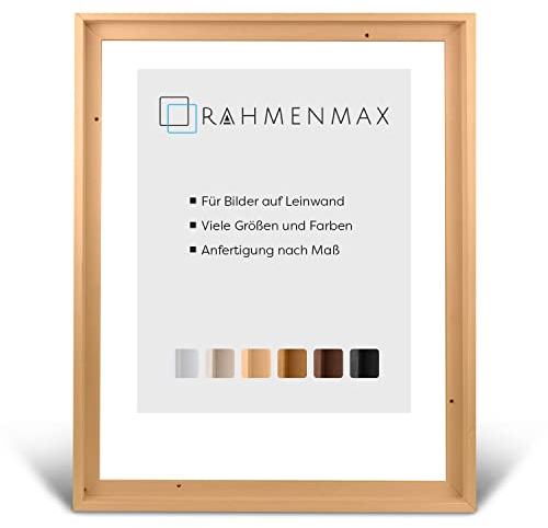 RahmenMax® Luzern Schattenfugenrahmen 51x71 cm aus lackiertem Massiv Holz/Rahmen für Leinwand/Bilderrahmen für Keilrahmen/Leinwandrahmen in Natur - Maßanfertigung möglich
