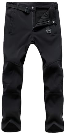 HYCOPROT Men's Snow Ski Pants Waterproof Softshell Outdoor Fleece Lined Snowboard Hiking Pants with Belt