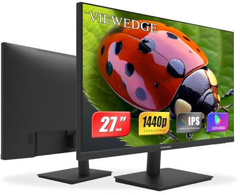Viewedge 27 Inch Monitor with 2K 2560 x 1440 IPS Panel 75hz | Computer Monitor 27 Inch QHD with HDMI, DP and VESA Wall Mountable | Eye Protection PC 1440p Monitor for Working and Gaming