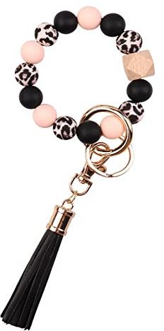 CHUQING Schlüsselanhänger Armband Schlüsselarmband Autoschlüsselanhänger | Schlüsselanhänger Armband mit Silikonperlen, Schlüsselband Kurz Perlen Schlüsselbund für Autoschlüssel, Damen und Alltag