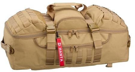 Hanta Aneto - große, universelle Reisetasche - 2 in 1: nutzbar als Tragetasche oder Rucksack - taktische Ausrüstungstasche ideal für Alltag, Sport, Camping, Einsatz - 65L Volumen - coyote