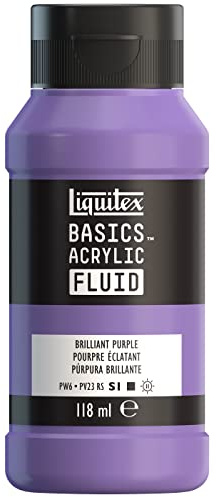 Liquitex 8870394 Basics Fluid Acrylfarbe mit fließender Konsiszenz, schnell trocknend, lichtecht, wasserfest, auf Wasserbasis, 118ml Flasche - Brillantlila