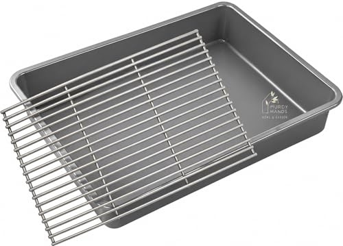 Grey BBQ Grill Cleaning Tray – Large Deep Cleaning Tub for BBQ Grates & Oven Racks – Heavy Duty Reusable Grill Rack Soaking Container – 55cm x 40cm x 12cm