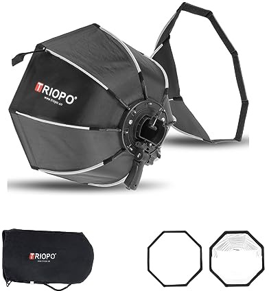 Triopo Softbox 25,6 pouces/65 cm Boîte à lumière octogonale pour Photographie Godox V860II V860III V850II V850III TT600 TT685 TT685II YN560 III IV JY-680A, etc. Flash Speedlite Soft Box (KS2-65)