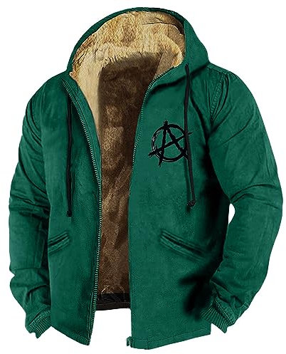 KONG JIMFAN Übergangsjacke Herren Regenjacke 164 Jagdbekleidung Herren Softshell Jacke Herren Tragejacke Cardigan Herren Jacke Y2k Sweatjacke Herren Ohne Kapuze Sportjacke Herren(Dark Green,L)