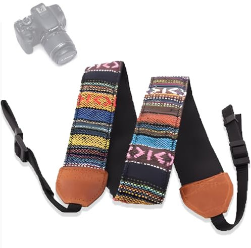 ZKSXOA Sangle pour Appareils Photo, Bandoulière Universelle Réglable en Coton Tissé, Courroie pour Caméscope Jumelles Appareil Photo Numérique SLR/DSLR