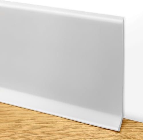 QWORK® 5m Zócalo Adhesivo Flexible - Zócalo PVC -10cm x 12mm - Estilo Minimalista - Gris