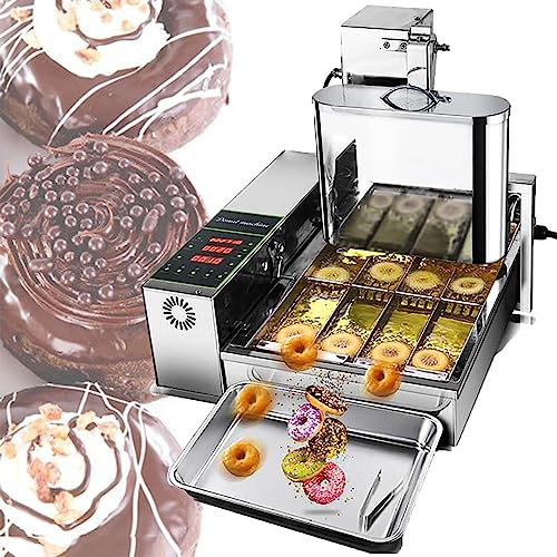 Donut Fryer Commercial Automatic Donut Making Machine - 4 Rows Auto Doughnut Maker with Intelligent Control Panel and Adjustable Thickness Auto Flip