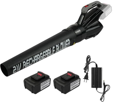Weytoll Soffiatore per foglie a batteria 21V con batteria da 4,0 Ah e caricabatterie, Soffiatore a batteria per soffiare foglie, neve, polvere